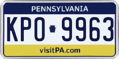 PA license plate KPO9963