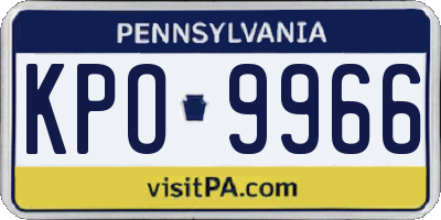 PA license plate KPO9966