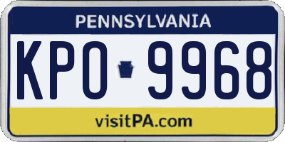 PA license plate KPO9968