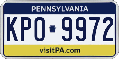 PA license plate KPO9972