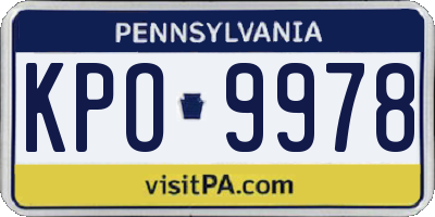 PA license plate KPO9978