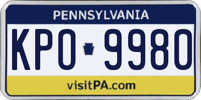 PA license plate KPO9980