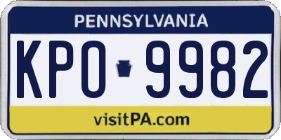 PA license plate KPO9982