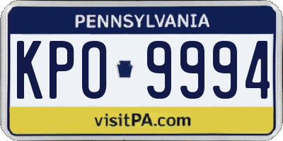 PA license plate KPO9994