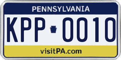 PA license plate KPP0010