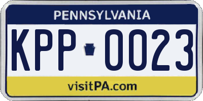 PA license plate KPP0023