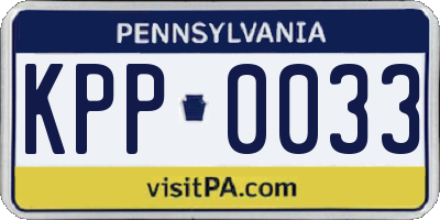 PA license plate KPP0033