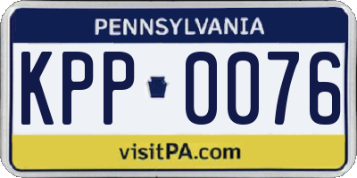 PA license plate KPP0076