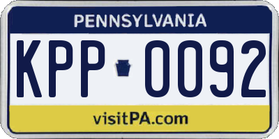 PA license plate KPP0092