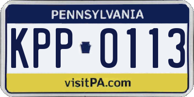 PA license plate KPP0113