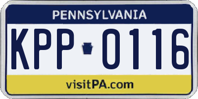 PA license plate KPP0116