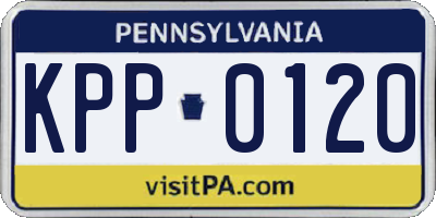 PA license plate KPP0120
