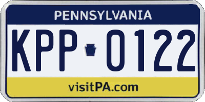 PA license plate KPP0122