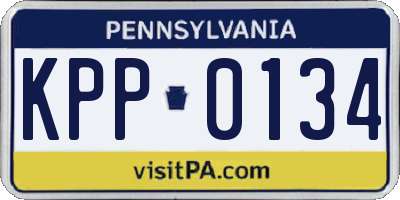 PA license plate KPP0134