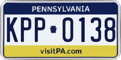 PA license plate KPP0138