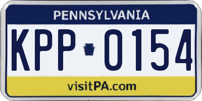 PA license plate KPP0154