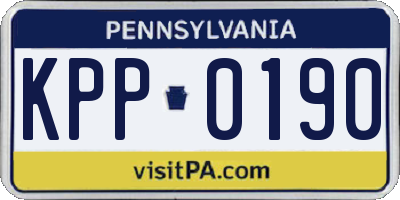 PA license plate KPP0190