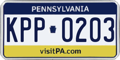 PA license plate KPP0203