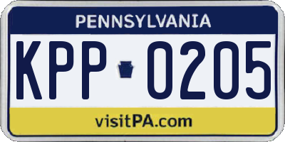 PA license plate KPP0205