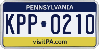 PA license plate KPP0210