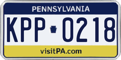 PA license plate KPP0218