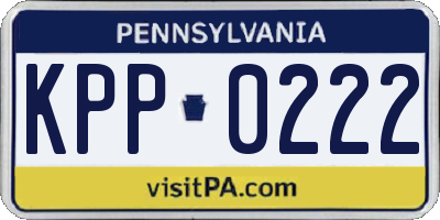 PA license plate KPP0222