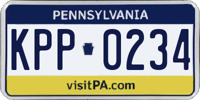 PA license plate KPP0234