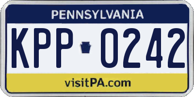 PA license plate KPP0242
