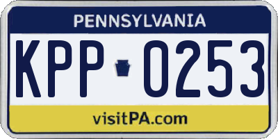 PA license plate KPP0253