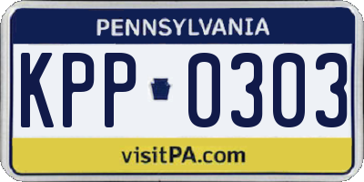 PA license plate KPP0303