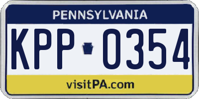 PA license plate KPP0354