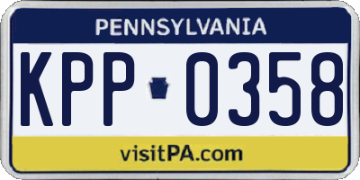 PA license plate KPP0358