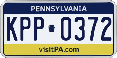 PA license plate KPP0372