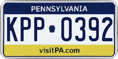 PA license plate KPP0392