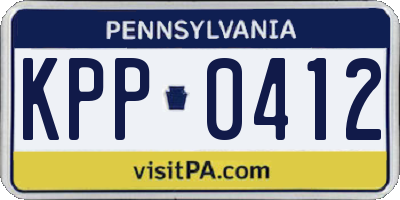 PA license plate KPP0412