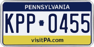 PA license plate KPP0455