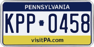 PA license plate KPP0458