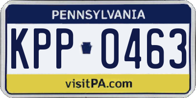 PA license plate KPP0463
