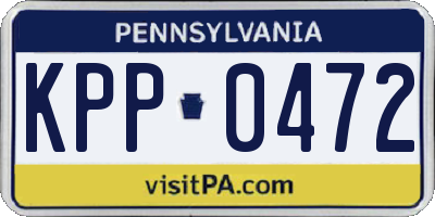 PA license plate KPP0472
