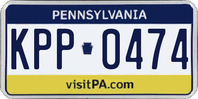 PA license plate KPP0474