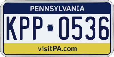 PA license plate KPP0536