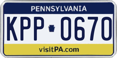 PA license plate KPP0670