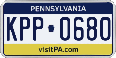 PA license plate KPP0680