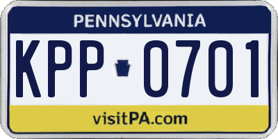 PA license plate KPP0701