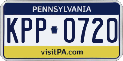 PA license plate KPP0720
