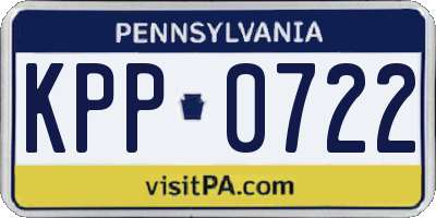 PA license plate KPP0722