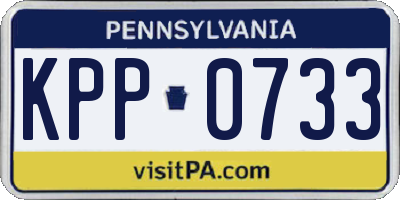 PA license plate KPP0733