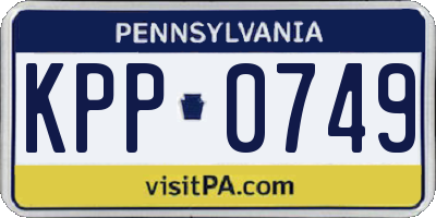 PA license plate KPP0749