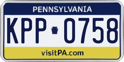 PA license plate KPP0758