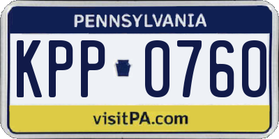 PA license plate KPP0760